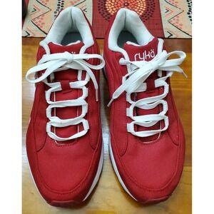 Women's 9.5M Ryka Nitracel Red walking shoes Sneaker Canvas Lace Up Trainers EUC
